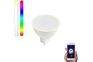 SMARTFY Bombilla Inteligente WiFi GU5.3/MR16 LED 12V RGBW compatible con Alexa, Google Home y Smart Life, Multicolor Regulable 5W (1)
