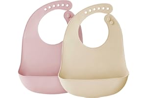 Airfish 2er-Set Silikon Lätzchen für Babys & Kleinkinder Fütterung, Baby Fütterlätzchen Weiche und Wasserfeste BPA freie Lätzchen