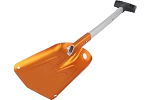 MOKERNALI Pala de Nieve para Coche, Pala de Nieve Plegable de Aluminio, Telescópica, 65 x 22,5 x 27 cm, Pala Metálica Plegable, para Actividades al Aire Libre y Camping (Oro)