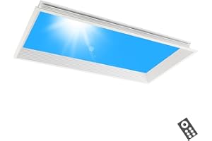 Falskt Fönsterljuspanel Med Fjärrkontroll, Smart Led Blue Sky-takljus Med Naturlig Ljuseffekt, Steglös Avbländning, Perfekt For Kontor Och Studier(Plasterboard ceiling,60x60)