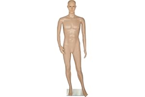 tectake® Manichino da vetrina, braccia mobili, testa girevole, base in vetro attacco al polpaccio, postura, Busto Da Sarta, taglia e cuci, Sartoria, Manichino Sartoriale Regolabile, Negozio -Uomo