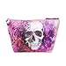 TaylorHe Make-up Bag Cosmetic Case Toiletry Bag Printed PVC zipped top Pink Floral and Skull