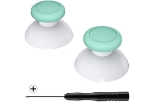 eXtremeRate Mint Green & White Dual-color Replacement 3D Joystick Thumbsticks, Analog Thumb Sticks with Cross Screwdriver for Nintendo Switch Pro Controller