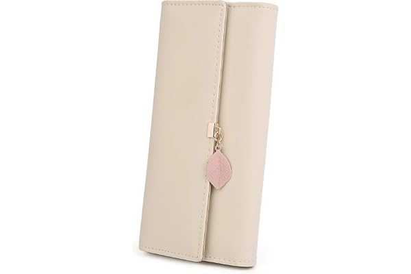 UTO Portefeuille Femme Filles Longue Porte-Monnaie à glissière Feuille Pendentif Cuir Synthétique