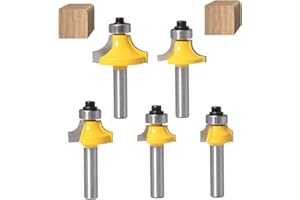 ASNOMY 5pcs brocas de fresado con vástago de 8 mm, juego de fresas redondas,Broca de Fresado de Punta Redondeada, herramientas de fresado para bordes redondeados para tallado de cantos de madera