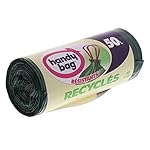 Handy Bag 2 Rouleaux de 10 Sacs Poubelle 50 L, Poignées Coulissantes, Recyclés, Résistant, Anti-Fuites, 68 x 73 cm, Vert Foncé, Opaque