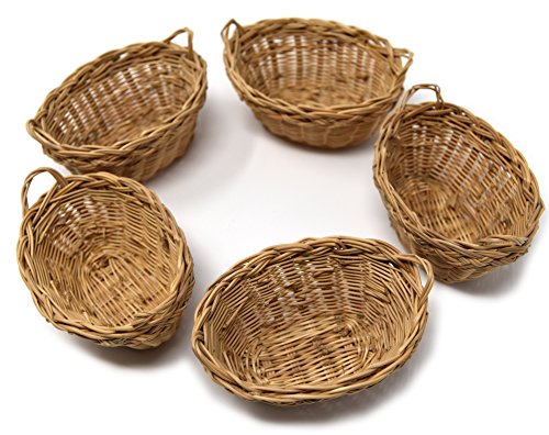 5er Set Miniatur Weidenkörbchen, handgefertigter Flechtkorb ca. 6 cm Durchmesser - 3