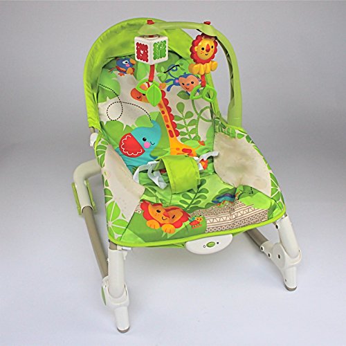 baby rocker bouncer chair infant to toddler vibration 'jungle' easy fold-to-store suitable from birth - 40 lbs