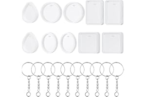 ZBHDEYG Lot de 10 moules en silicone, porte-clés, formes géométriques, pendentifs cristal, moules bijoux DIY