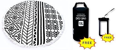 Clearance！Circle Towel Round Beach Towel - GreForest Ultra Thick &amp; Heat Insulation Circle Beach Towels For Beach Leisure, Swimming, Bathing, Picnic / Yoga Mat Including Free Waterproof Dry Bag and Phone Case