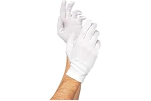 Shatchi Women's Ladies Mens White Short Gloves Captain Clown Magician Christmas Santa Fancy Dress Party Costume Accessories, One Size