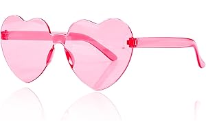 Jagowa Heart Shape Sunglasses, Multicolor Rimless Heart-shaped One Piece Glasses