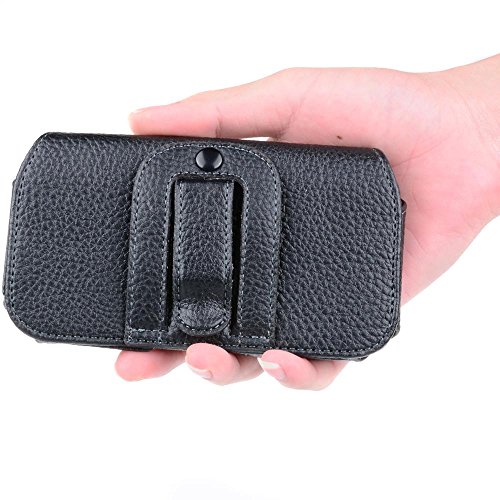 Semoss Cover per Cellulari Universali da Pelle per iPhone X / iPhone 10 Custodia da Cintura Wallet Portafoglio Cuoio Flip Case Cover Sport con Clip e Chiusura Magnetica Nero 15 X 8 cm