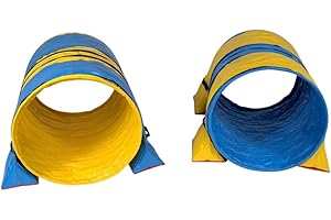 Callieway Hoopers Agility Tunnel Set “Profi”– Orig Tunnelset für JAD (2 STK.) für Hoopers & JAD Hundesport (80cmØ 100cm Länge, blau/gelb)