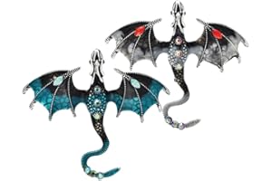 LUXYLEI Dragon broche broches 2 pièces Vintage strass volant Dragon broche épinglette vêtements chapeau sac accessoires pour hommes femmes