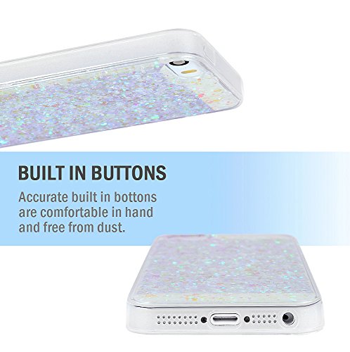 Mavis's Diary iPhone SE Case ,iPhone 5S 5 Case - Glitter Light Pink Bling Flexible TPU Gel Rubber Soft Skin Silicone Clear Cover Ultra [Slim Thin] [Shiny Design] Bumper Protective Case Cover with One Dust Plug & One Stylus for iPhone SE/5S/5- Light Purple