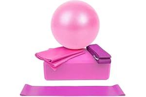 YOLISPA 5-Teiliges Yoga-Set für Anfängerausrüstung Gymnastikball-Yoga-Blöcke Und Riemen-Widerstandsschleifenband