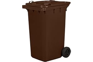 Jestic Mülltonne 120 240 mit leisen Gummirädern, für Mülltrennung, Recycling innen außen, EN840 (240 Liter, braun)