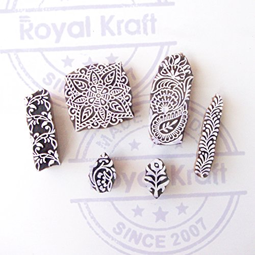 Quadrat und Blumen Asiatisch Entwürfe Holz Stempel für Drucken (Set von 6) - 2