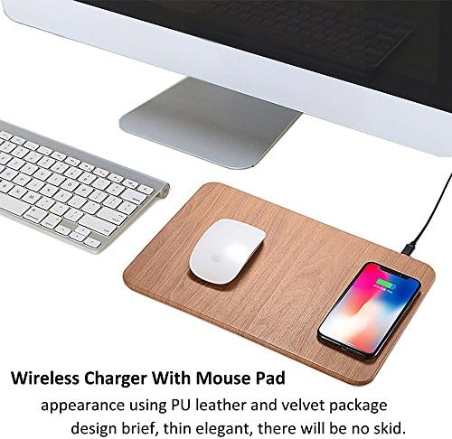SmallSci Wireless Charger Mouse Pad SuperThin Fast Charger for iPhone X /8 Plus /8 Samsung S7 /S8 /Note 8 (Brown)