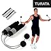 Produktbild TURATA Springseil - Profi Tragbare Schnurlos Jump Seilspringen Aerobic-Training – Optimal Für Crossfit - WODs - Boxtraining - MMA und Fitness - Speed Rope High Speed Seil, Schwarz, + 2ST Gewicht-Lager-Eisen-block(174g)