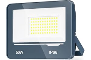 TOPAUBUB Focos LED Exterior 50W 5000LM 1 Piezas - Focos de Proyector LED Exterior Potente 6500K Blanco Frio IP66 Impermeable para Jardin Patio