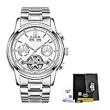 Herren Automatic Mechanical Uhren Luxuriöse Wasserdichte Armbanduhren Uhr mit Edelstahlarmband, Datums- und Kalenderanzeige