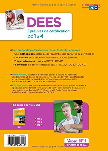 Livres Couvertures de DEES - Épreuves de certification - DC 1 à 4 - Annales corrigées - Diplôme d'État d Éducateur Spécialisé - Session 2017