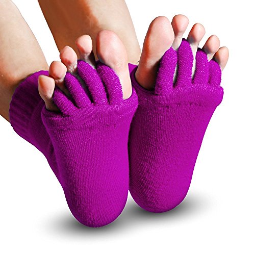 Natural Home Damen Zehenspreizer Wellness Socken Zehentrenner Pediküre Fuß Massage Socken (Dunkel Rosa)