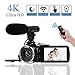 Produktbild 4K Camcorder Videokamera Vlogging Kamera 30MP WiFi Steuerung 3,0 " Touchscreen Digitalvideokamera für YouTube Nachtsicht Camcorder Videokamera mit externem Mikrofon