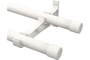 HORSE SECRET Barras de Cortina Doble, 76-365cm Barra de Cortina Doble Extensible con Terminales con Soportes, Barra de Cortina de Acero Inoxidable Decorativa Ajustable para Sala de Estar/Blanco