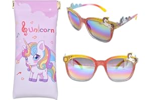 FCVOCL Rainbow Sunglasses for Kids Sunglasses Set Comfortable Durable UV-Protective Kids Sunglasses with Soft Carrying Case Character Sunglasses UV protection for Girls Summer Holiday