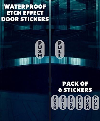 PULL PUSH Glass Stickers REVERSE CUT FOR INSIDE OF WINDOW APPLICATION (MIRROR CUT ) 150 X 75mm
