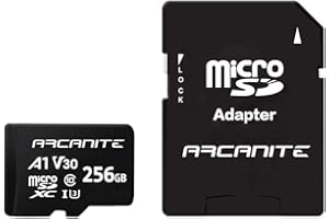 ARCANITE - Tarjeta de memoria microSDXC de 256 GB con adaptador SD, A1, UHS-I U3, V30, 4K, Clase 10, microSD, Velocidad de lectura hasta 90 MB/s