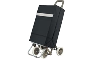 ECOSTAR 1618 Carro de Compra Plegable Ligero, 100x41x33cm, Capacidad 48 litros, 4 Ruedas, Empaque Cartón Reforzado (Negro)