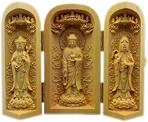 CLHK Boxwood Figurine Three Open box wooden Decorations mythology figure , 10cm