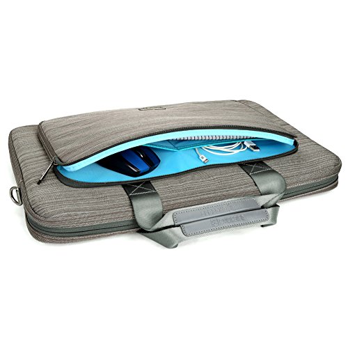 Laptophülle 17.3, Evecase Universal Neoprene Gepolsterte Notebook Briefcase Laptop Schutzhülle mit Anzug-Gewebe / Ablösbaren Träger / Handgriff / Frontfach / Zubehörfächer für Laptop bis 17.3 Zoll – Grau - 5