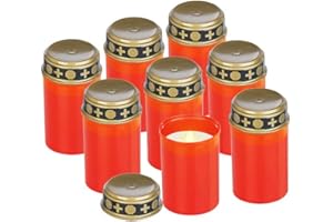AURORA STORE.IT 6 pz Lumino Votivo funebre a LED, effetto fiamma colore Rosso, con effetto tremolante, resistente alle intemperie, candela votiva, luce di cimitero, candela elettrica incluse 2 batterie stilo