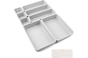 NUTS OT NUTS Schubladen Einlagen 8 Stk Trennsystem Gewürz Organizer Schublade Trenner Bad Organizer Boxen Set mit Silikon-Anti-Rutsch-Kugel Hemnes Kommode Küche Schreibtisch Utensilien(Hellgrau)