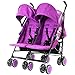 Zeta Citi TWIN Stroller Buggy Pushchair - Plum Double Stroller With Bag