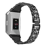 Metallband für FitBit ionic,Sopear Mode Luxuriöse Metalllegierung Strass Ersatz Smart Armband Uhr Handgelenk Band Armband für Fitbit Ionic Schwarz