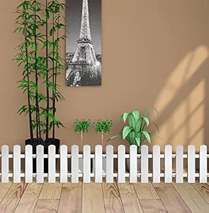 REONEX Garden Fence/Picket Fence - Plant Partition Fence (with Spike for Soil Insert) Solid WPC Material - White - 6 feet Fence Coverage (Set of 6)