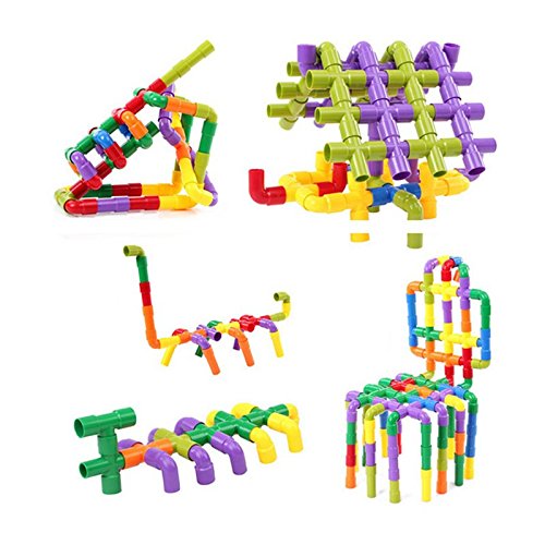 Onshine 72pcs Plastics Pipe Plug Match Building Puzzle Toys Assembling Educational Construction Toy Set for Children Boys Girls