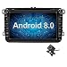 Produktbild Ohok 8 Zoll Bildschirm 2 Din Autoradio Android 8.0.0 Oreo Octa Core 4G+32G Radio mit Navi Moniceiver DVD GPS Navigation Unterstützt Bluetooth WLAN DAB+ OBD2 für VW Volkswagen SEAT Skoda Golf Polo Jetta Passat Touran mit Klein-Rückfahrkamera