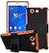 Produktbild Rüstung Serie Schutzhülle Sony Xperia Z4 Compact Hülle [Schwarz+Orange],Outdoor Case Tasche ISENPENK Muster Schutz Handy Hülle Mit Ständer