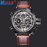 Kycut Herren-Armbanduhr, Quarz, Sport, Militär, LED, analog, Edelstahl