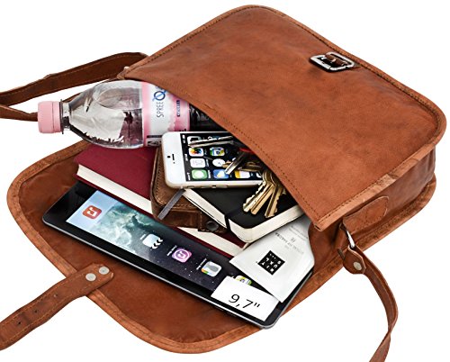 Gusti Leder nature „Andy 9,7″ iPad-Air Umhängetasche Lederhandtasche Handtasche Tabletasche 10,1“ Retro Vintage Abendtasche Ledertasche Stylisch Klein Herren Ziegenleder Damen braun H1n-5 - 3