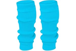 Labela® Kids Girls Knitted Leg Warmers Soft Stretch Ribbed Ankle Warmers with Stripe Design for Dance, Ice Skating, 80s Party & Winter Wear