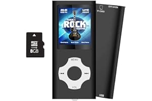 TABMART 8Go Portable Lecteur Musical MP3 Sport sans Perte HiFi, Radio FM, Enregistreur Vocal, Vidéo, E-Book, pour Courir, 18 Heures de Lecture de Musique, Carte TF Jusqu’à 128 Go Noir