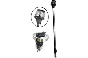 Pactrade Marine S.S 24" All-Round 360 degree Stern Navigation Anchor light Pole Light w/Collar with 2-Prong Base Socket Standard pole for Pontoon, Fishing, Boat, Kayak